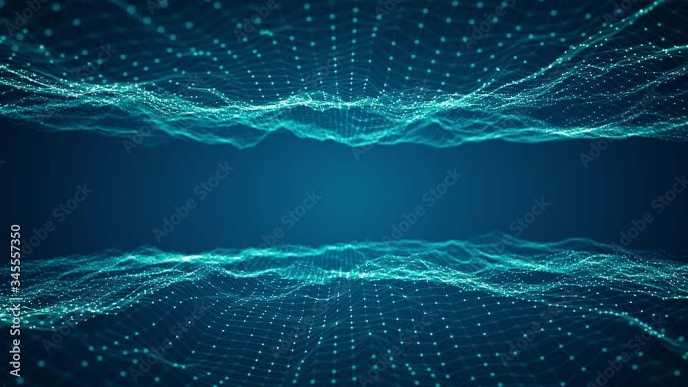 Technology connection digital big data concept. Abstract of digital data flow on blue background. Transferring of big data and storage of data sets, blockchain, hi-speed internet. Seamless loop.