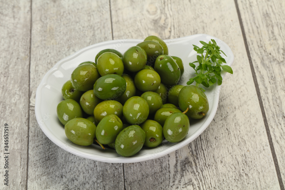 Green Campo Real olives in the bowl Green Campo Real olives in the bowl
