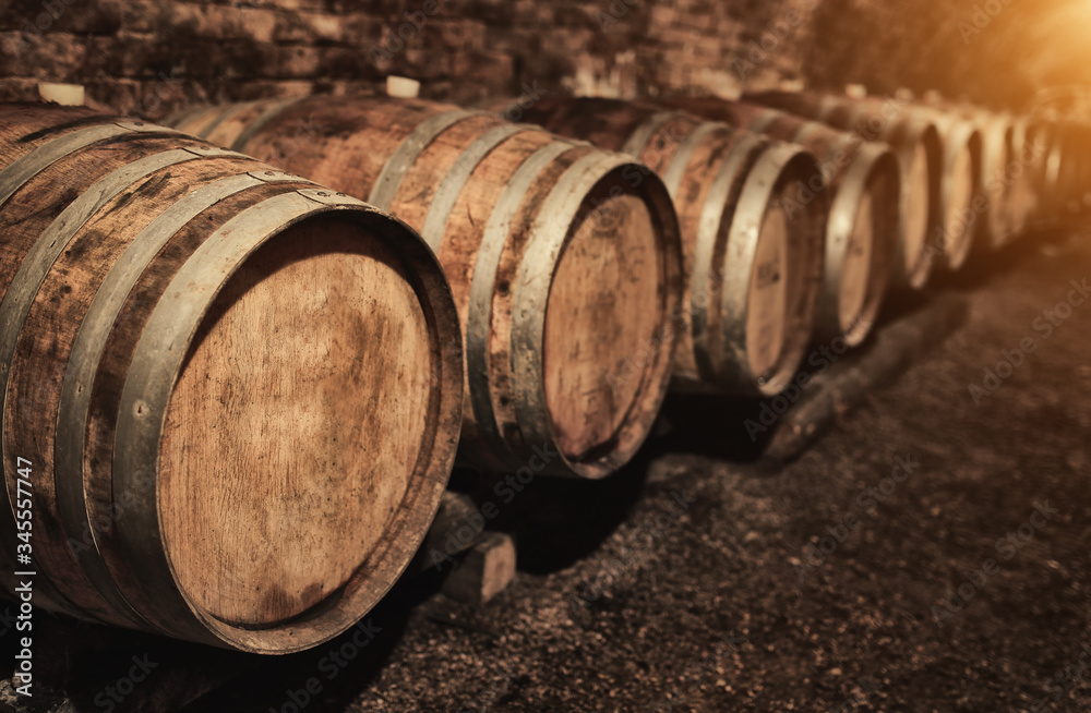 Wine barrels in wine-vaults in order