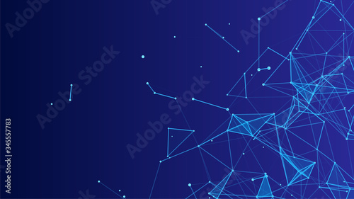 Abstract vector technology background. Network connection structure on blue background.