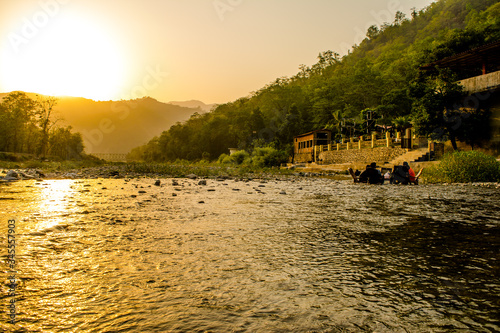 Ganga River at Rishikesh, Located in the foothills of the Himalayas in northern India,
 photo