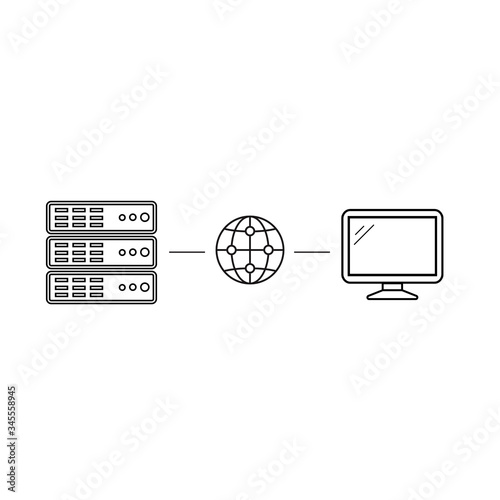 Client-server architecture scheme on white