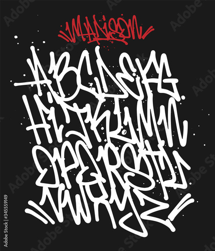 Marker Graffiti Font handwritten Typography vector illustration