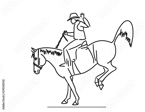 Cowboy tames a wild horse