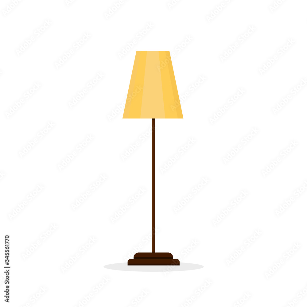 Obraz premium Yellow outdoor windlass on an isolated white background. Decorative lamp for home and modern interior, room lighting. For living room, bedroom, study and office. Flat style. Stock vector illustration.
