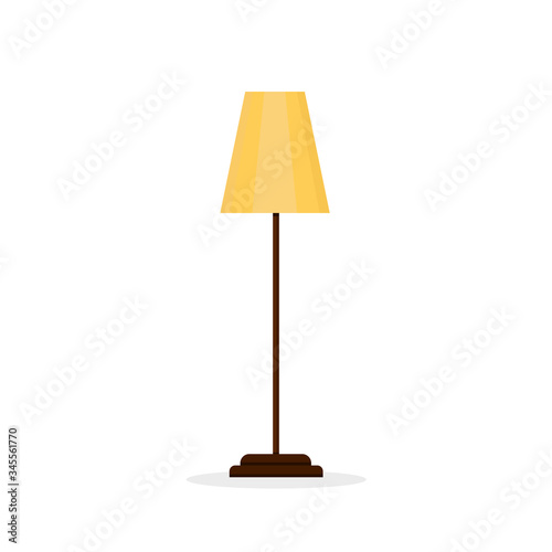 Yellow outdoor windlass on an isolated white background. Decorative lamp for home and modern interior, room lighting. For living room, bedroom, study and office. Flat style. Stock vector illustration.