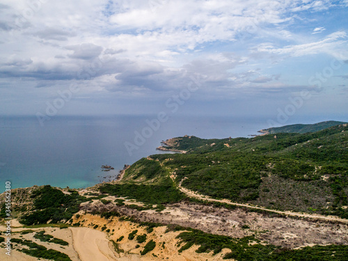 Aerial of Hon Ngang Beach, Dam Mon Peninsula, Van Phong Bay, Van Ninh, Khanh Hoa photo