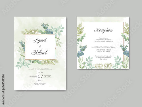 wedding invitation template with beautiful flower vector