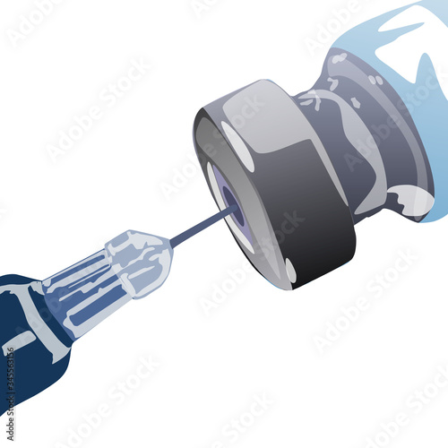 Syringe taking Vaccine