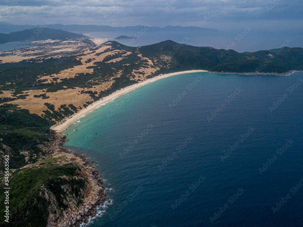 Aerial of Na Beach at Dam Mon Peninsula, Van Phong Bay, Van Ninh, Khanh Hoa