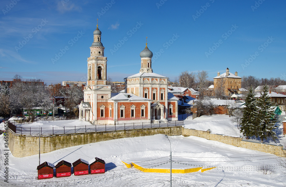 SERPUKHOV, RUSSIA - February, 2019: Church Of The Assumption Of The Blessed Virgin. Cathedral mountain view