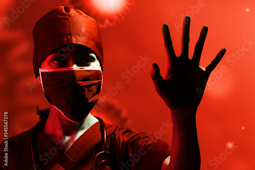 Asian doctor woman wearing a flu mask for stop coronavirus spreading
