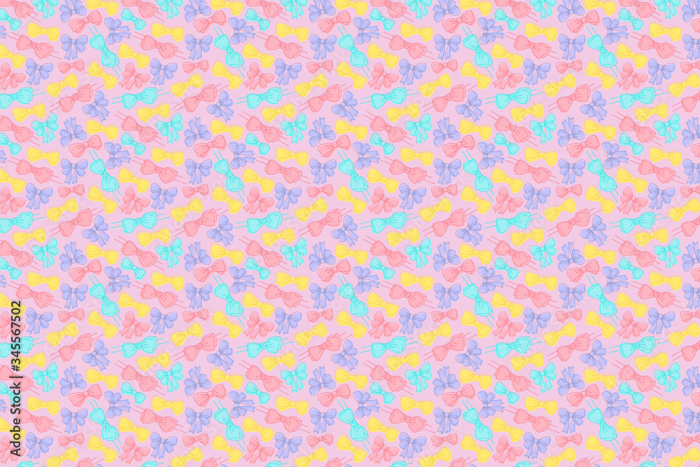 Bright bows pattern. Festive pink background
