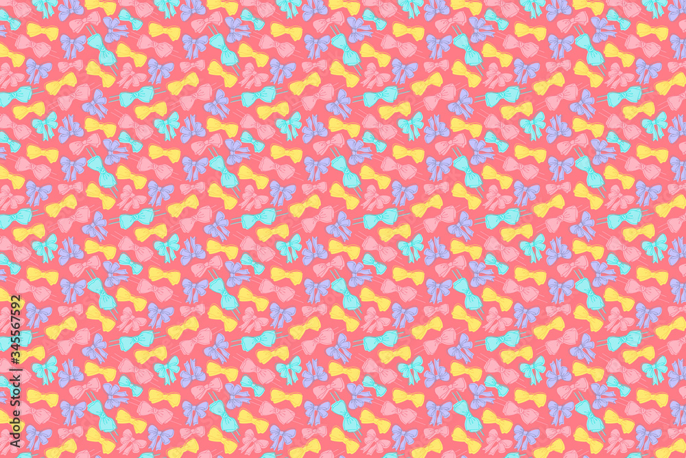 Bright bows pattern. Festive pink background Bright bows pattern. Festive pink background