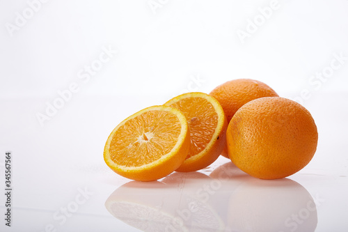 Fresh juicy fruit orange citrus on white background natural organic delicious nutritious healthy food vegetarian freshness diet vegan.