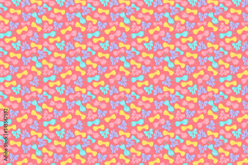Bright bows pattern. Festive pink background
