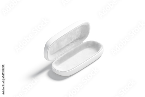 Blank white opened glasses case mockup, side view