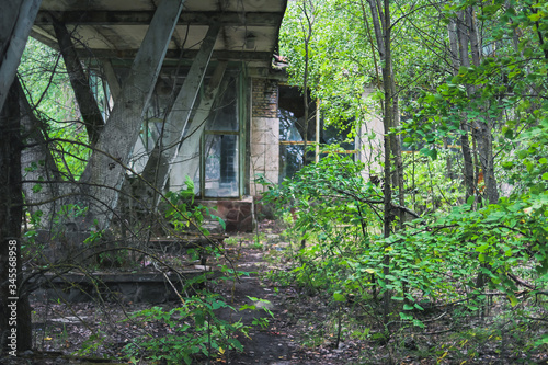Abandoned building in Pripryat zone during an urban exploration.  © Antares