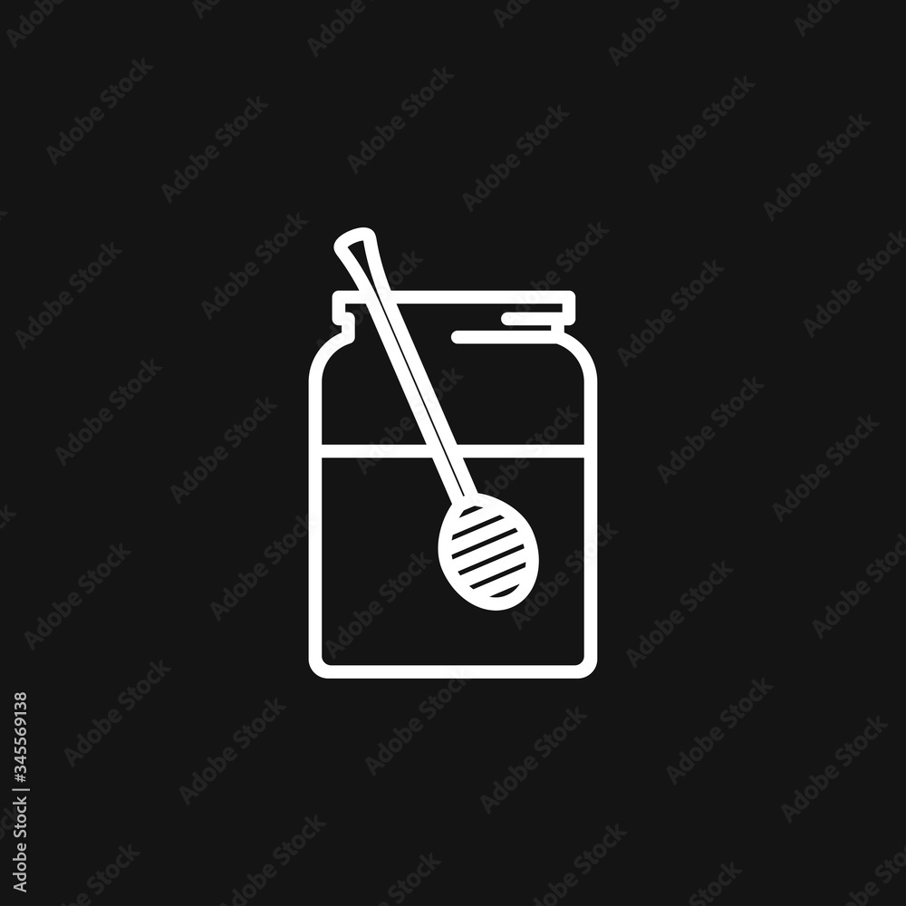 Jar vector icon with cap isolated on background. Honey symbol
