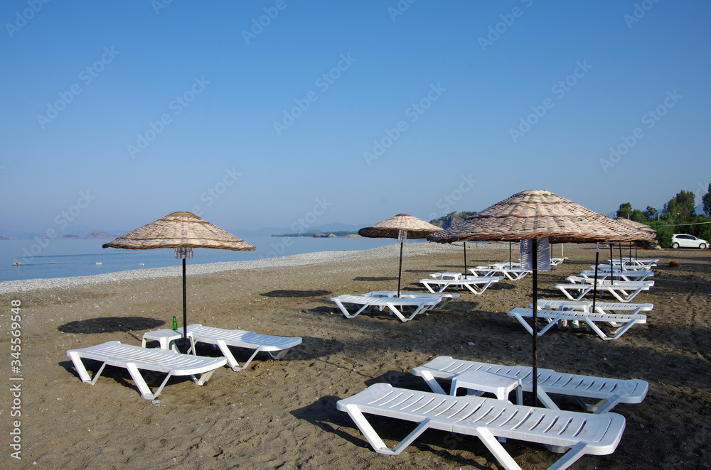 Morning on the Calis Beach on the Aegean Sea
