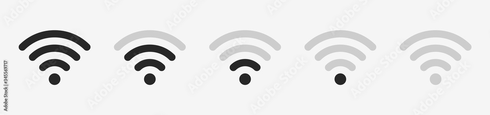 Wi-fi wireless icon with visualization signal quality. Internet Connection wi-fi signal. Vector illustration EPS10 Wi-fi wireless icon with visualization signal quality. Internet Connection wi-fi signal. Vector illustration EPS10