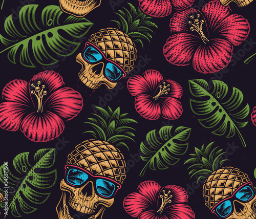 Seamless color pattern on the Hawaiian theme