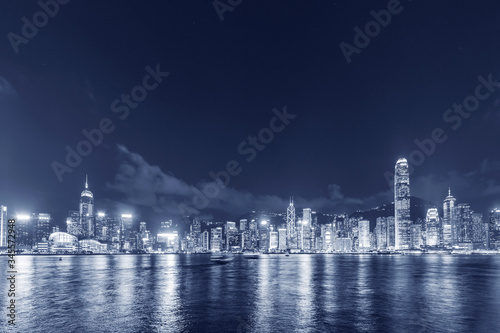 Panorama of Victoria Harbor of Hong Kong city © leeyiutung