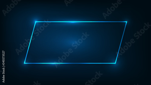 Neon rectangular frame with shining effects 