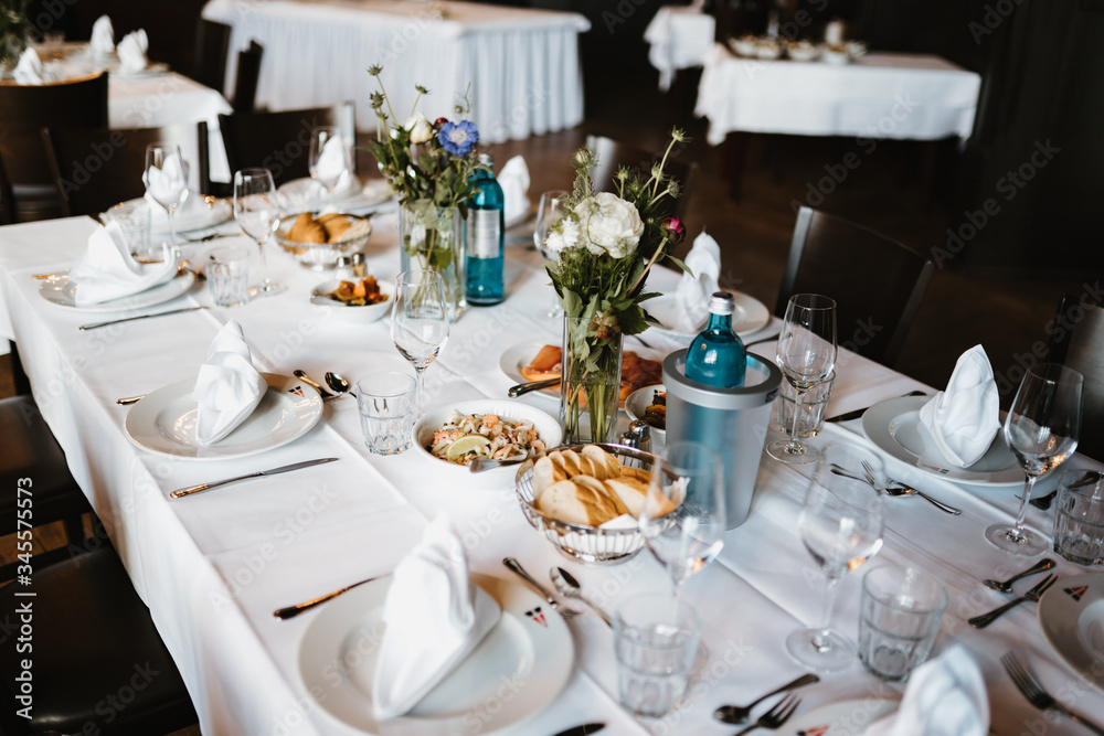 Fototapeta premium photo of a dinner table at a wedding