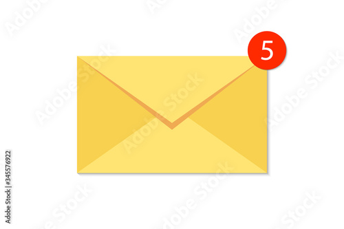 New incoming messages icon with notification. Envelope with incoming message.