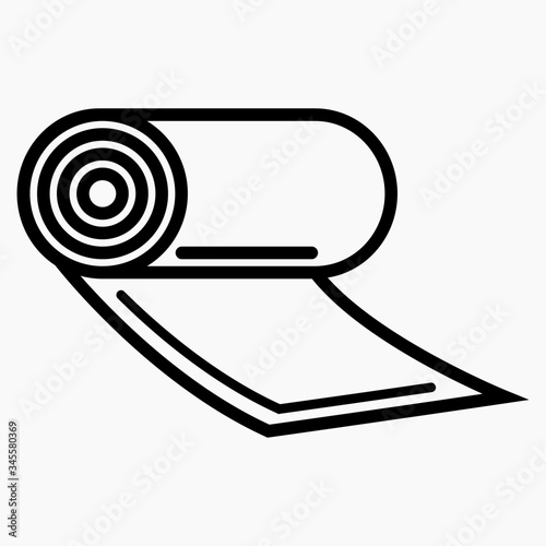 New roll icon, mat, rug, carpet or paper roll icon of anything.  Commercial line vector icon for websites and mobile minimalistic flat design.