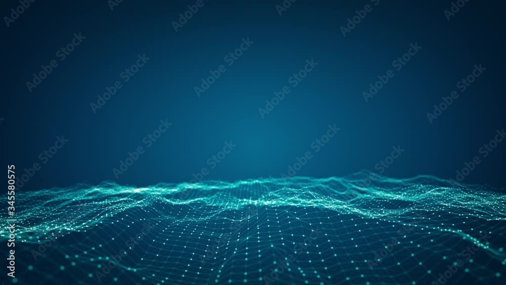 Technology connection digital big data concept. Abstract of digital data flow on blue background. Transferring of big data and storage of data sets, blockchain, hi-speed internet. Seamless loop.