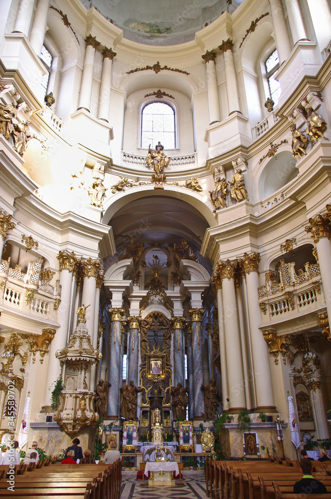 The old Catholic church in Lviv Ukraine. Inside.