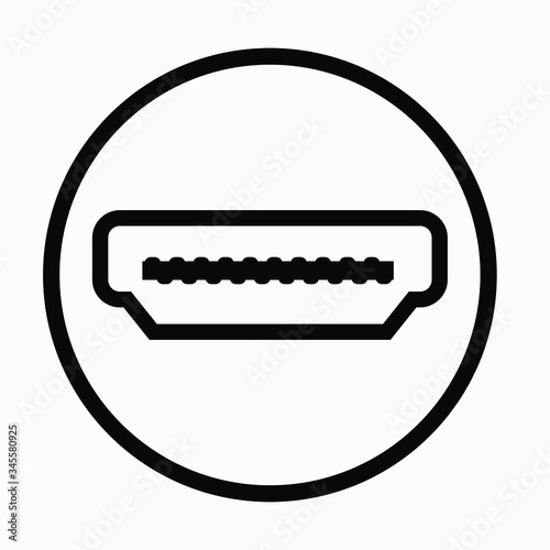 New hdmi port icon. Commercial line vector icon for websites and mobile minimalistic flat design.