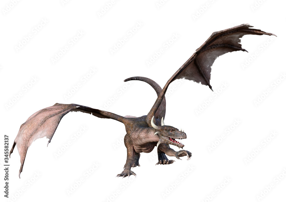 Fototapeta premium 3D Rendering Fairy Tale Dragon on White