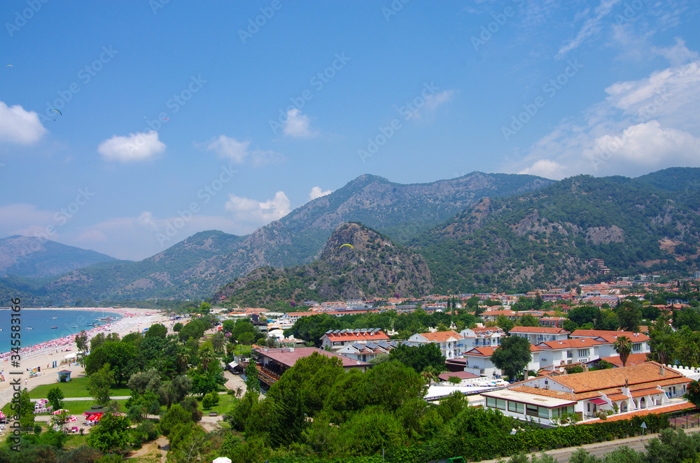 Oludeniz, Turkey - June, 2019: View of the city in summer day