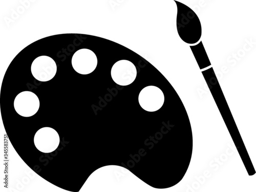 Painting color palette and brush vector icon, painting equipment