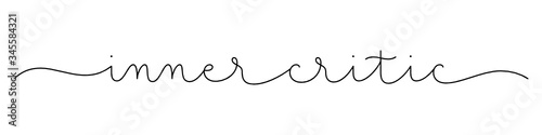 INNER CRITIC black vector monoline calligraphy banner with swashes
