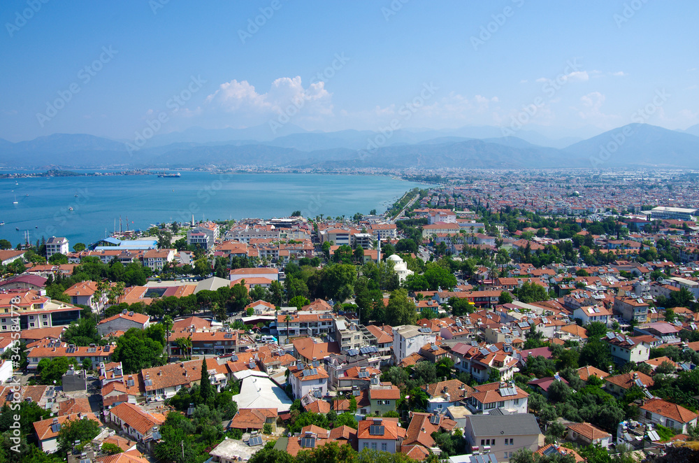 FETHIYE, TURKEY - June, 2019: View of the city from mountain
