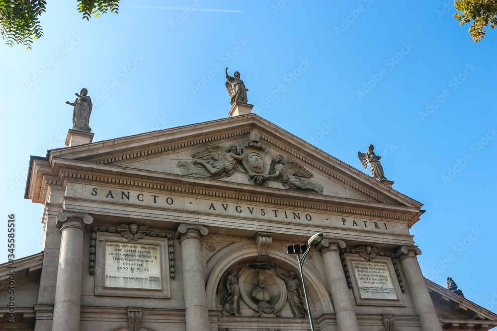 Piacenza, Italy. Beautiful architecture of catholic church (Chiesa di Sant'Agostino) in Piacenza.