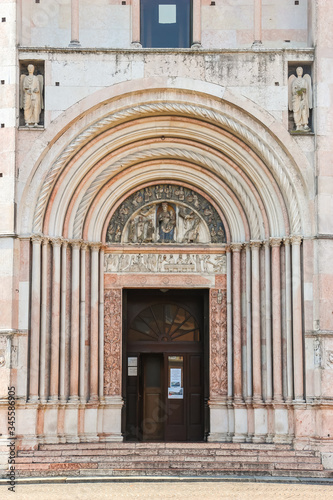 Parma, Italy. Baptistery of Parma. Details of architecture. © Denis