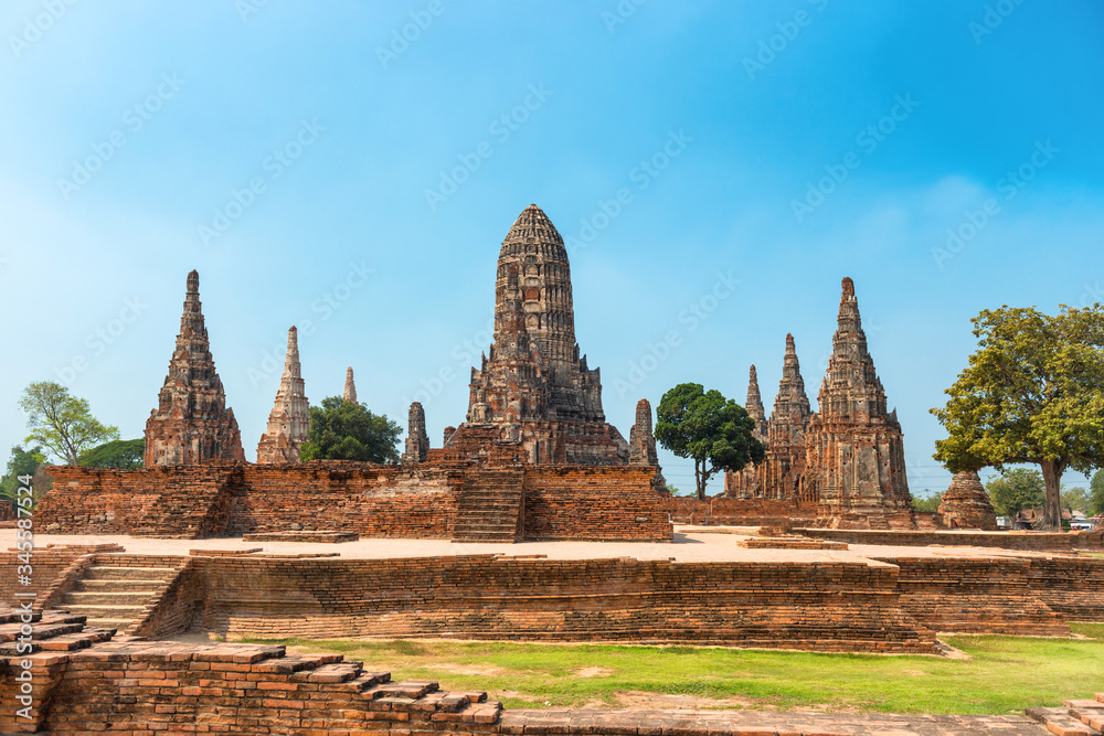Brick ruins of ancient buddhist temple Wat Chai Watthanaram. Old architecture of Ayutthaya, Thailand Brick ruins of ancient buddhist temple Wat Chai Watthanaram. Old architecture of Ayutthaya, Thailand