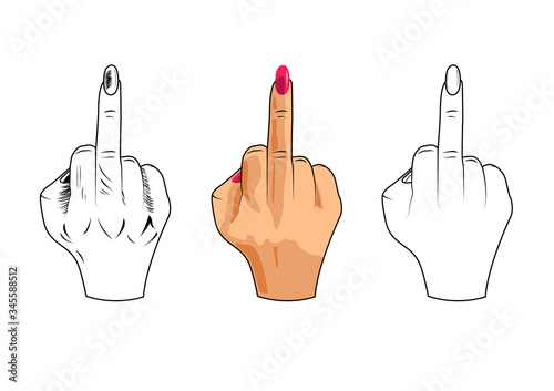 Womans middle finger