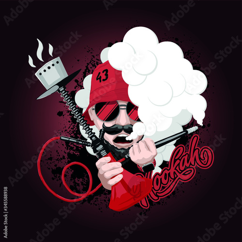 Wallpaper Mural A man in a red panama smokes a hookah Torontodigital.ca