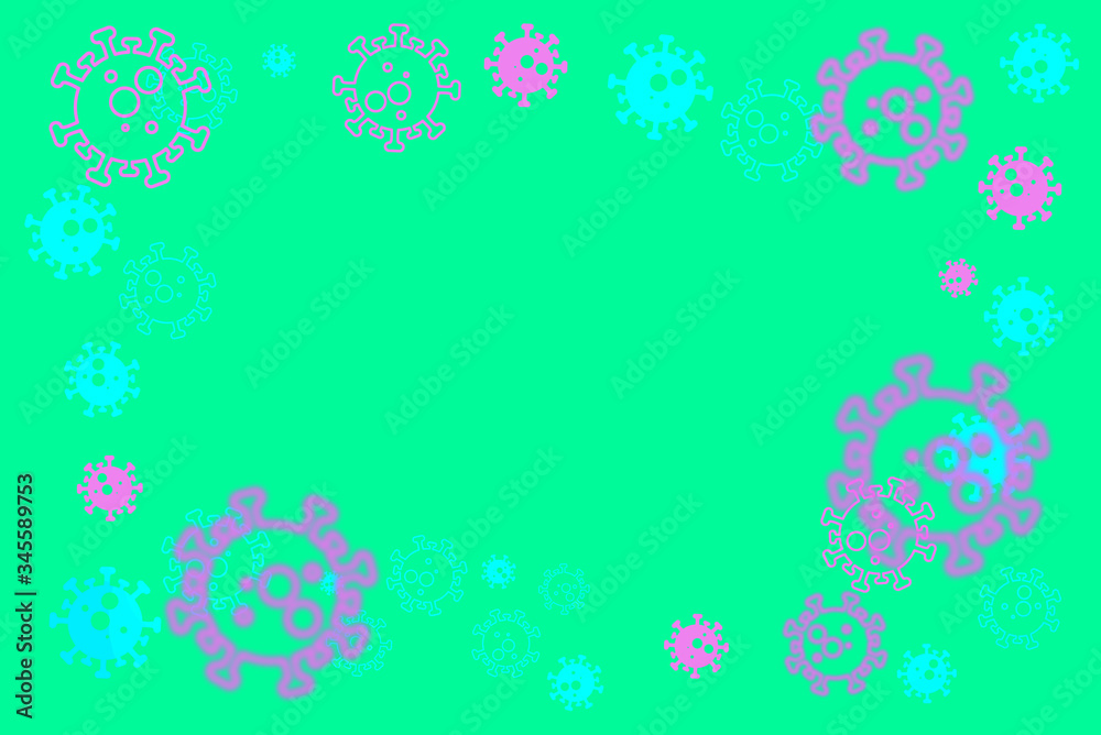 Bright texture with covid-19 symbol, copy space Bright texture with covid-19 symbol, copy space