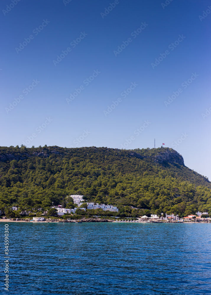 Kemer, Turkey / 08-28-2019. View of the mountains of Kemer.