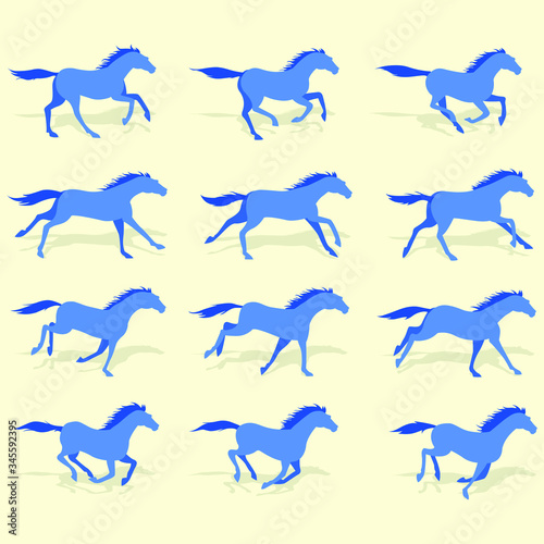 Vector Blue Horse  Runcycle Frame by Frame Animation