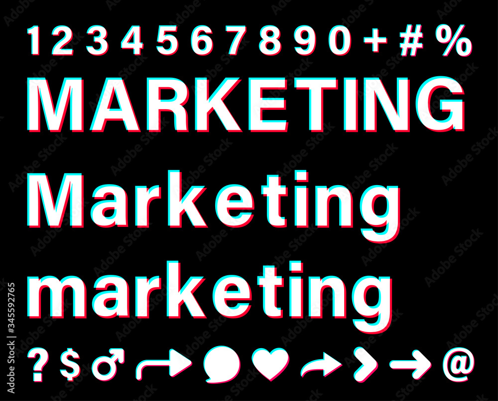 Marketing white sign on black background. Marketing white sign on black background.
