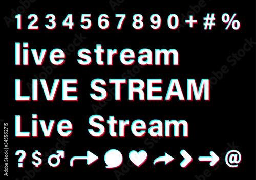 Live stream white sign on black background.