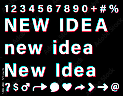 New idea white sign on black background.